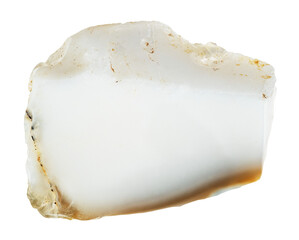specimen of natural raw white opal mineral cutout