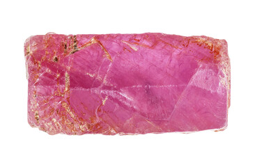 specimen of natural raw pink ruby crystal cutout