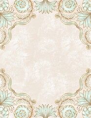 Indian style ornamental background template, frame for invitation, cards, banners	
