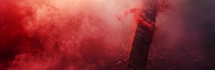 Close up of tree trunk texture with smoke