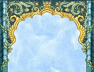 Indian style ornamental background template, frame for invitation, cards, banners	