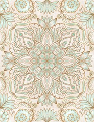 Light ornamental background with mandala outline in mehndi style