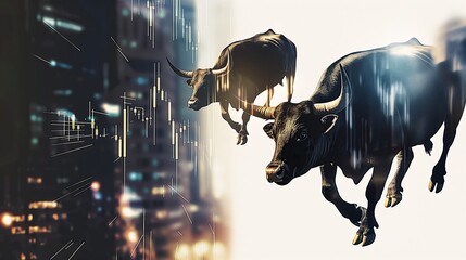 bull run, stock market concept - obrazy, fototapety, plakaty
