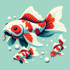 cartoon fish japanese koi carps element clip art