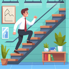Man is climbing career ladder illustration