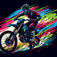 dirt bike moto cross pop art poster