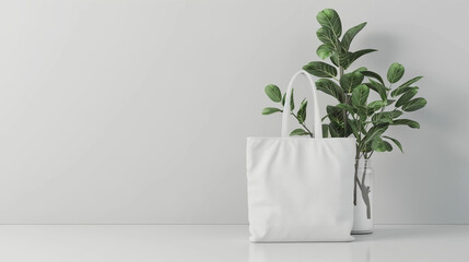 White eco bag mockup сreated with Generative Ai