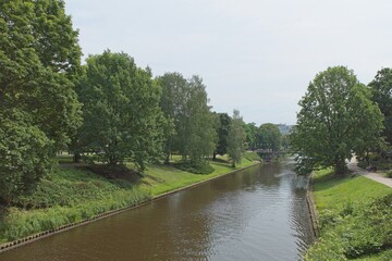 View of City Canal in summer, Riga, Latvia.