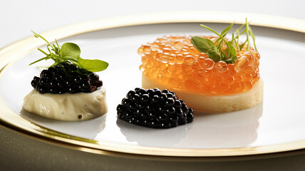 Food, hospitality and room service, starter appetisers with caviar as exquisite cuisine in hotel restaurant a la carte menu, culinary art and fine dining