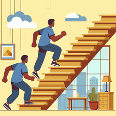 peoples compete to climb the career ladder flat illustration