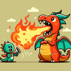 cute dragon spitting fire from the mouth