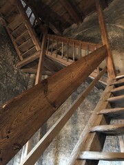 Climbing the stairs inside the medieval tower