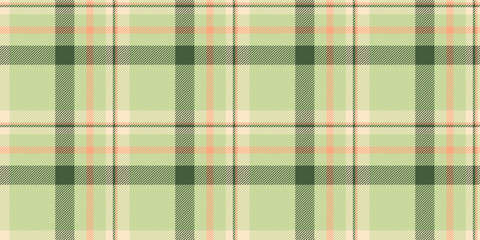 Us seamless check vector, painting plaid pattern textile. 1960s tartan fabric texture background in light and green colors.