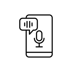Voice assistant outline icons, minimalist vector illustration ,simple transparent graphic element .Isolated on white background