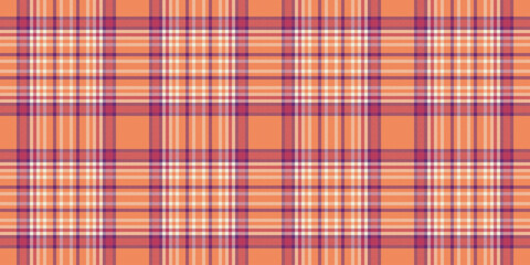 Simplicity check fabric textile, fur tartan seamless background. Stylish vector texture plaid pattern in orange and light colors.
