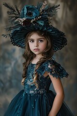 Young Girl in Dress With Flower in Hair
