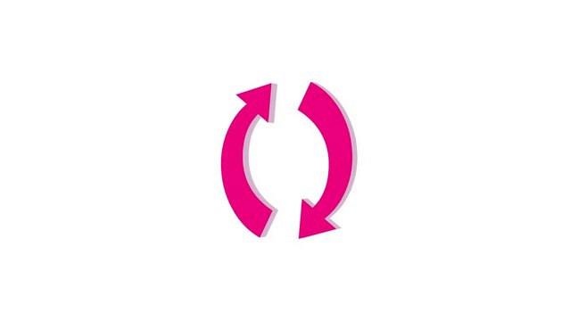3d arrow circle logo icon loopable rotated pink color animation white background