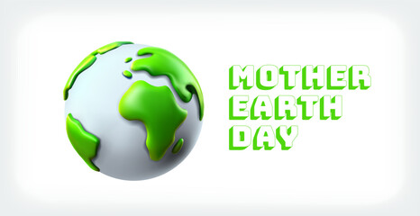 Mother Earth day. The Earth silhouette in cutout vector style. 3d vector