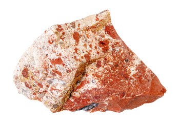 specimen of natural raw red jasper mineral cutout