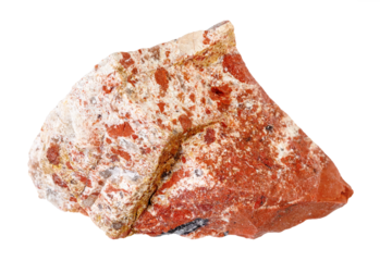 specimen of natural raw red jasper mineral cutout