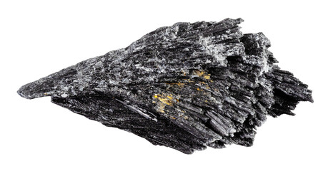 natural raw black kyanite mineral cutout