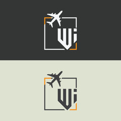 Wi initial monogram logo with square style design. - obrazy, fototapety, plakaty