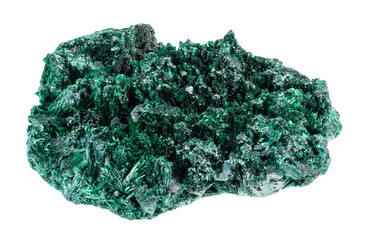 natural raw needle-shaped malachite rock cutout