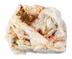 specimen of natural raw albite rock cutout