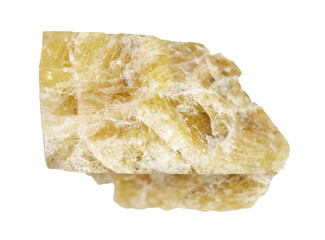 natural raw yellow tourmaline rock cutout