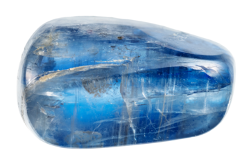 polished transparent blue kyanite crystal cutout