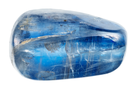 polished transparent blue kyanite crystal cutout