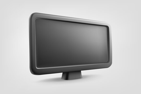 Black modern TV with empty screen isolated on white background. 3d vector illustration