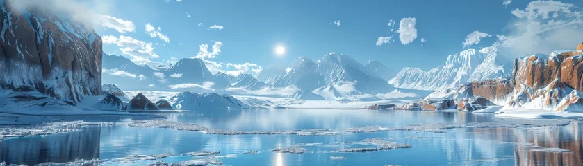 Gordijnen Ice Age landscapes recreated in  virtual realities, featuring terraformed environments © AlexCaelus