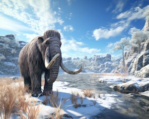 Ice Age survival simulation using VR, featuring mammoths and hunter-gatherers