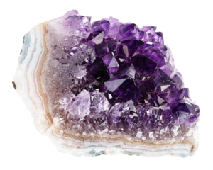 natural piece of geode of amethyst crystals cutout