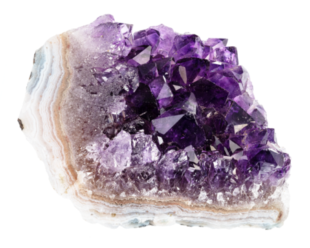 natural piece of geode of amethyst crystals cutout