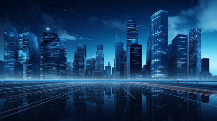 Modern business banner office buildings and advanced tech for cutting edge enterprises