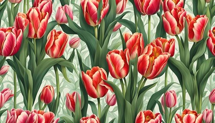 Obraz premium Beautiful Tulip Flower Pattern Wallpaper Background