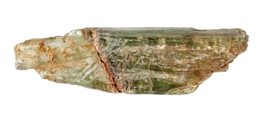 specimen of natural raw epidote crystal cutout