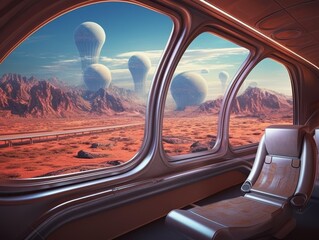 Space tourism brochures featuring luxurious trips through wormholes, offering views of parallel...