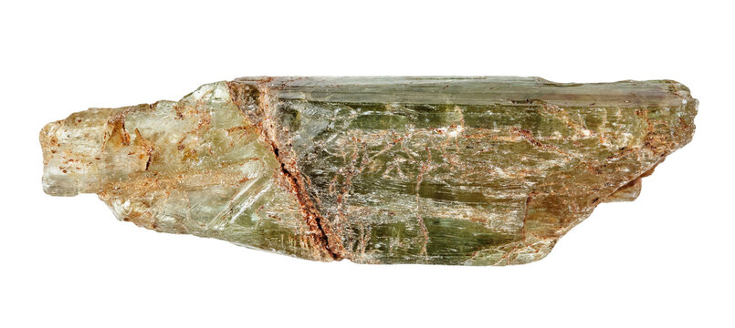 specimen of natural raw epidote crystal cutout