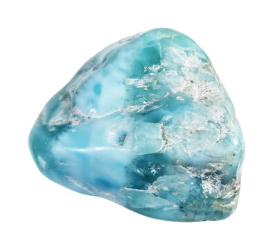 specimen of natural tumbled larimar mineral cutout