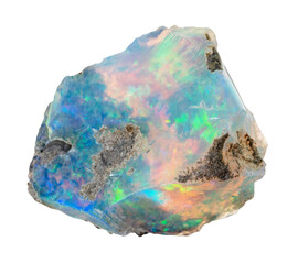 specimen of natural raw ethiopian opal rock cutout