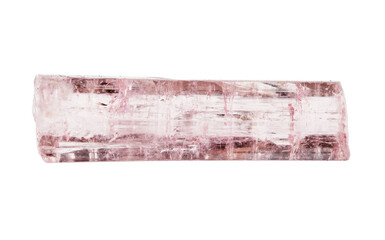 natural raw pink tourmaline crystal cutout