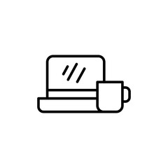 Workstation outline icons, minimalist vector illustration ,simple transparent graphic element .Isolated on white background