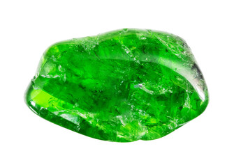 natural polished chromian diopside crystal cutout