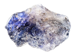 specimen of natural raw iolite mineral cutout