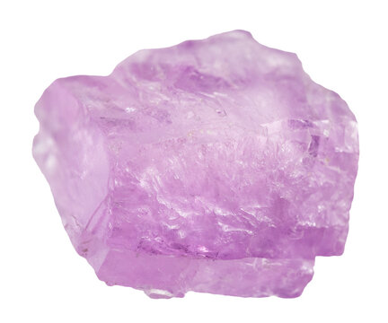 specimen of natural raw kunzite crystal cutout