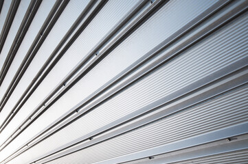 Metallic roller shutter door closed security in modern wharehouse