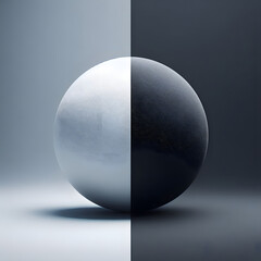 Sphere divided into white and black parts.